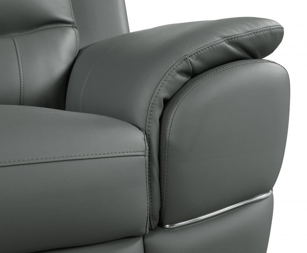 Two Piece Indoor Gray Genuine Leather Five Person Seating Set HomeRoots