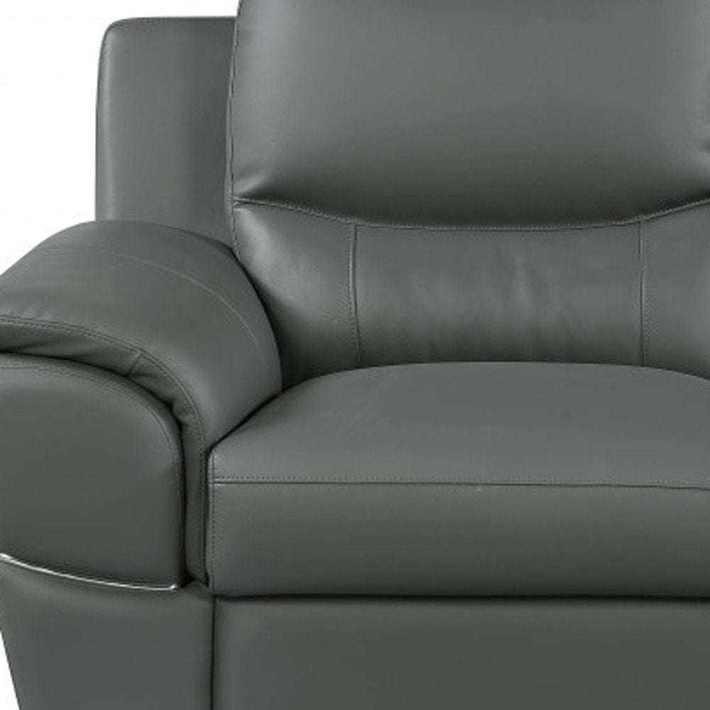 Two Piece Indoor Gray Genuine Leather Five Person Seating Set HomeRoots