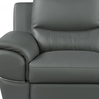 Two Piece Indoor Gray Genuine Leather Five Person Seating Set HomeRoots