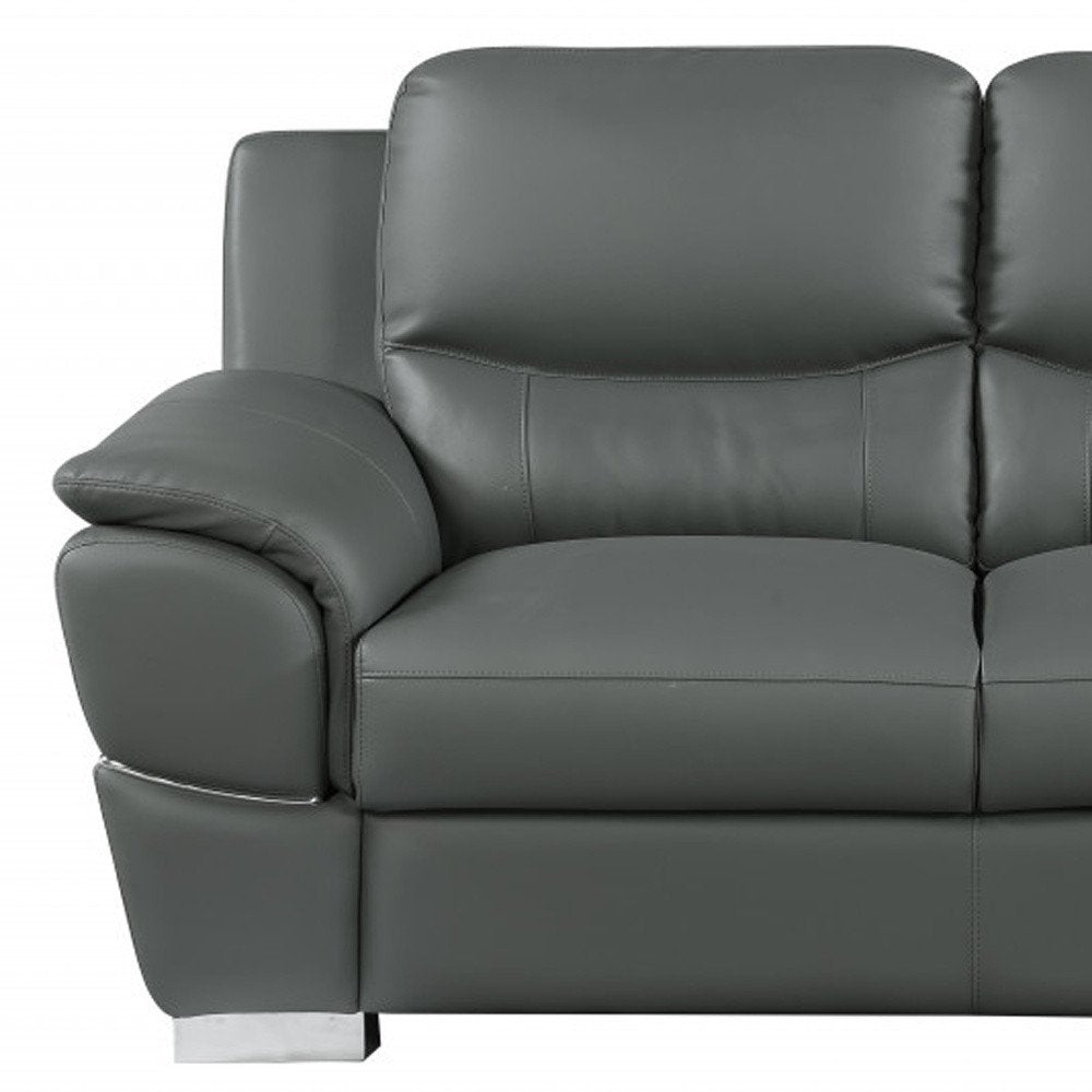 Two Piece Indoor Gray Genuine Leather Five Person Seating Set HomeRoots