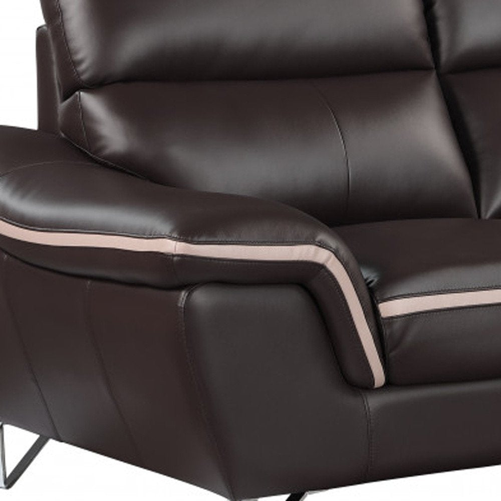 Three Piece Indoor Brown Genuine Leather Six Person Seating Set HomeRoots