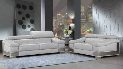 Two Piece Indoor Light Gray Italian Leather Five Person Seating Set HomeRoots