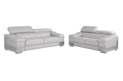 Two Piece Indoor Light Gray Italian Leather Five Person Seating Set HomeRoots