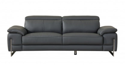 Two Piece Indoor Dark Gray Italian Leather Five Person Seating Set HomeRoots