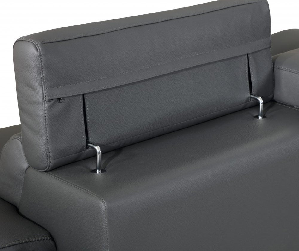 Two Piece Indoor Dark Gray Italian Leather Five Person Seating Set HomeRoots
