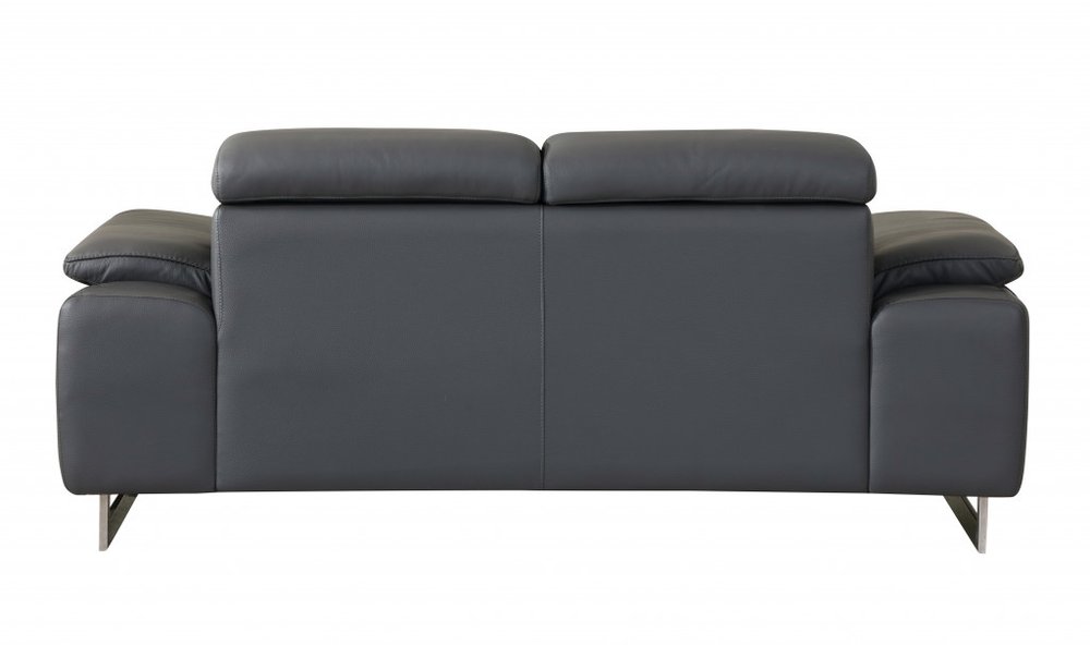Two Piece Indoor Dark Gray Italian Leather Five Person Seating Set HomeRoots