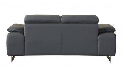 Two Piece Indoor Dark Gray Italian Leather Five Person Seating Set HomeRoots