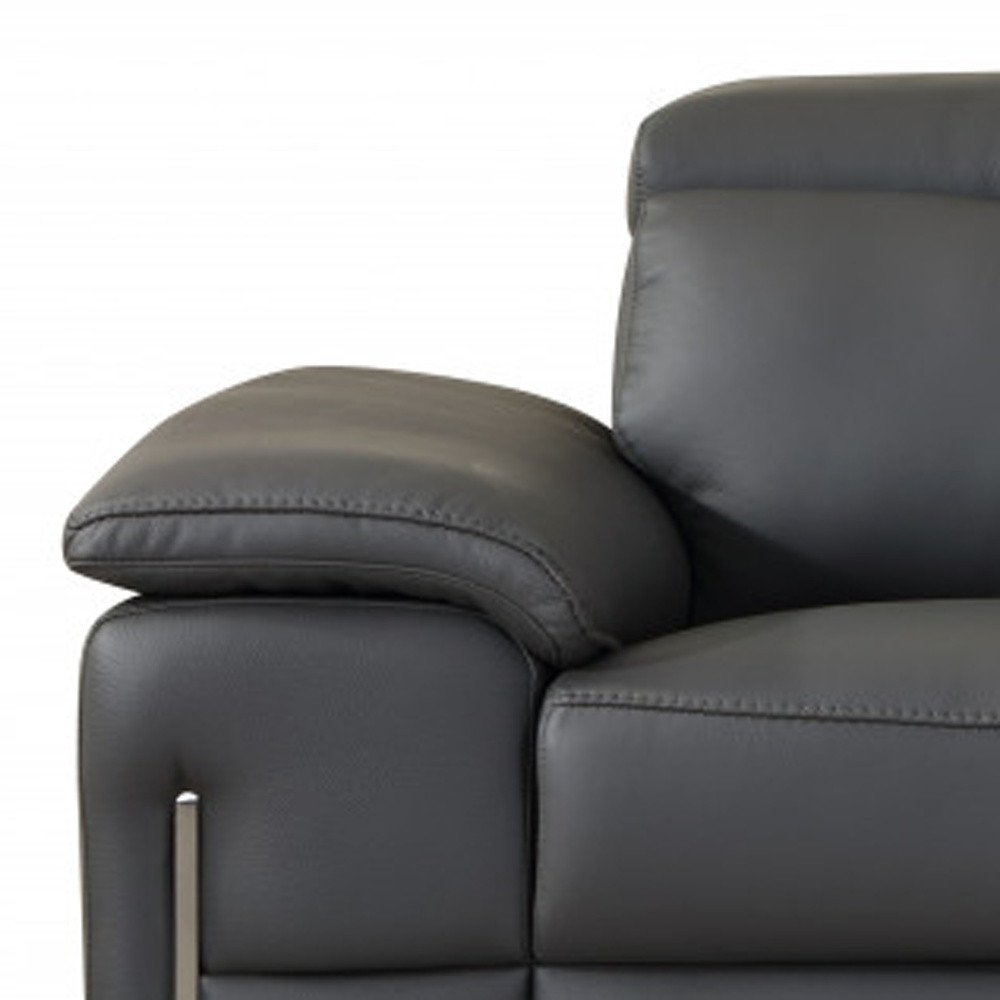 Two Piece Indoor Dark Gray Italian Leather Five Person Seating Set HomeRoots