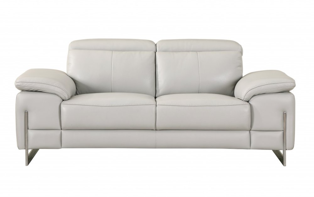 Two Piece Indoor Light Gray Italian Leather Five Person Seating Set HomeRoots