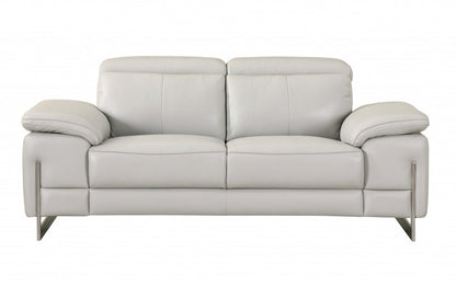 Two Piece Indoor Light Gray Italian Leather Five Person Seating Set HomeRoots