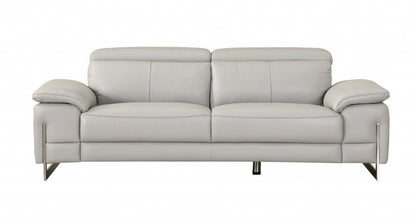 Two Piece Indoor Light Gray Italian Leather Five Person Seating Set HomeRoots