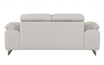 Two Piece Indoor Light Gray Italian Leather Five Person Seating Set HomeRoots