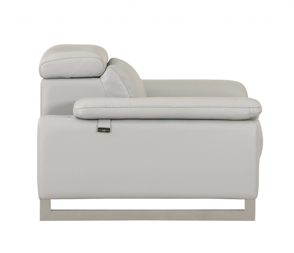 Two Piece Indoor Light Gray Italian Leather Five Person Seating Set HomeRoots