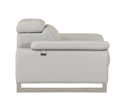 Two Piece Indoor Light Gray Italian Leather Five Person Seating Set HomeRoots