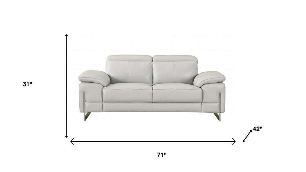 Two Piece Indoor Light Gray Italian Leather Five Person Seating Set HomeRoots