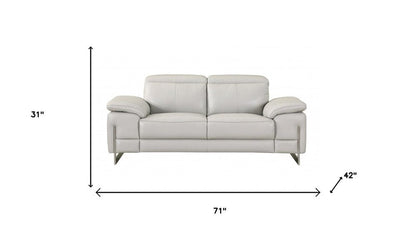 Two Piece Indoor Light Gray Italian Leather Five Person Seating Set HomeRoots