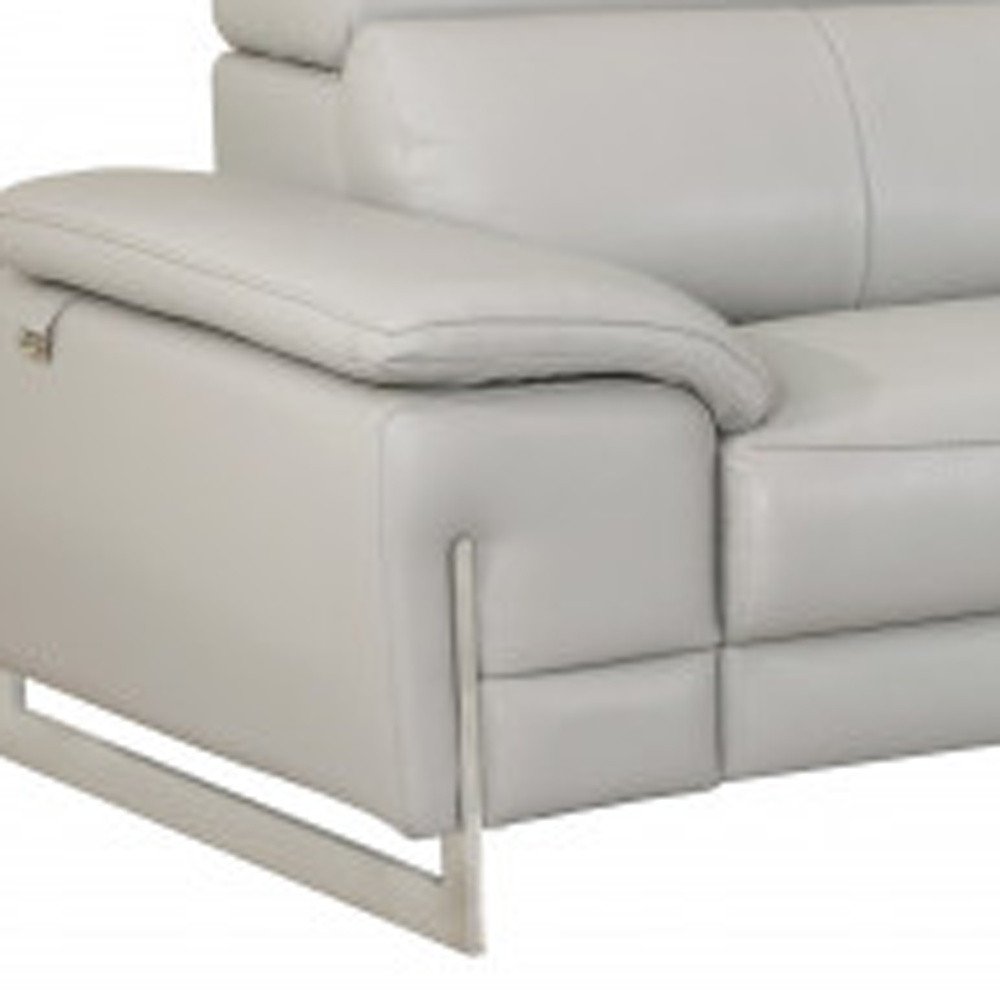 Two Piece Indoor Light Gray Italian Leather Five Person Seating Set HomeRoots