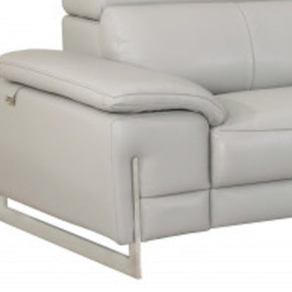Two Piece Indoor Light Gray Italian Leather Five Person Seating Set HomeRoots