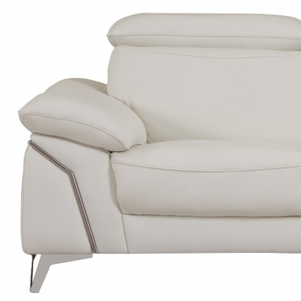 Two Piece Indoor White Italian Leather Five Person Seating Set HomeRoots