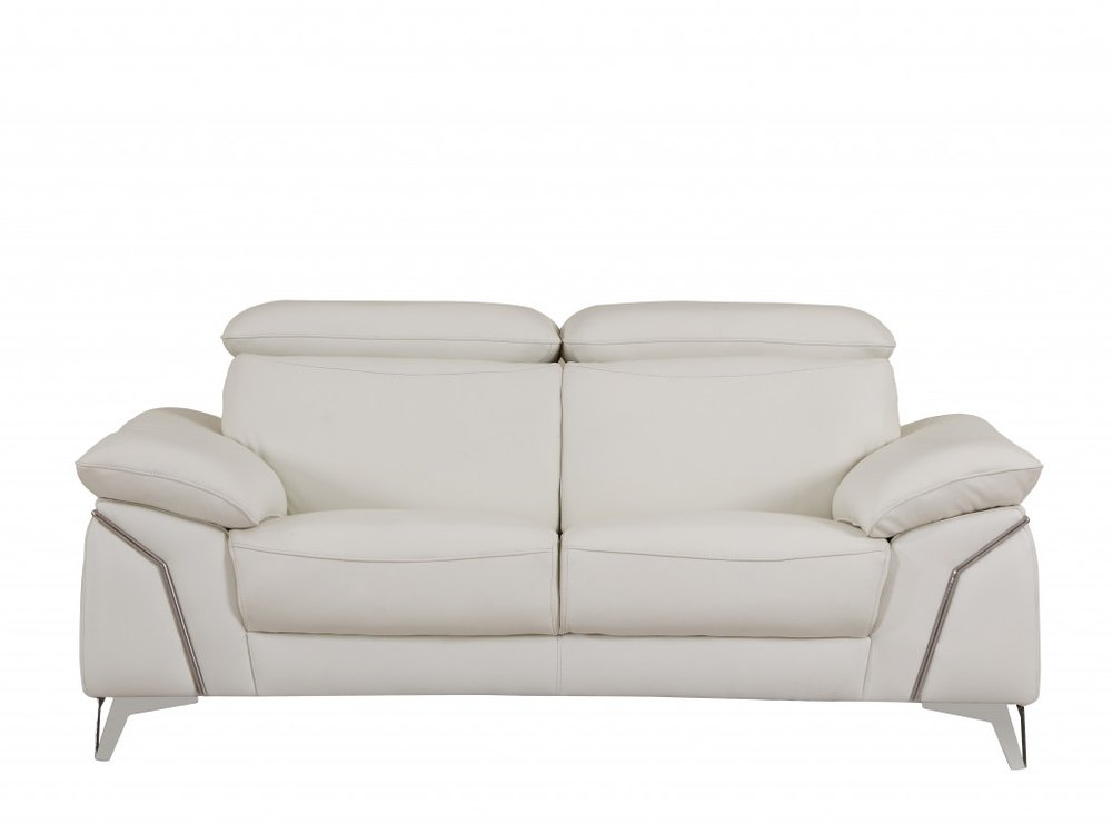 Two Piece Indoor White Italian Leather Five Person Seating Set HomeRoots
