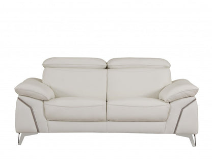 Two Piece Indoor White Italian Leather Five Person Seating Set HomeRoots