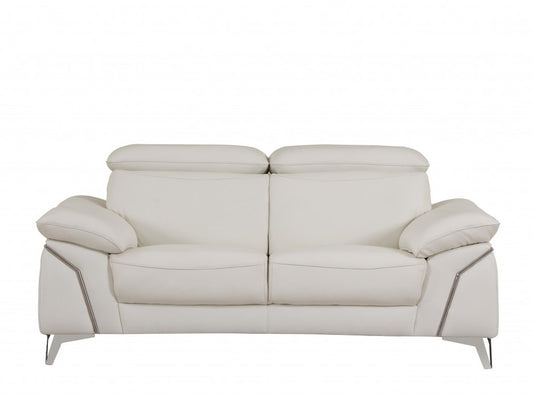 Two Piece Indoor White Italian Leather Five Person Seating Set HomeRoots