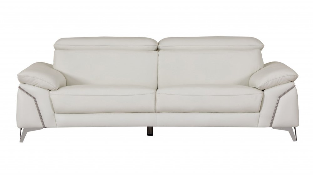 Two Piece Indoor White Italian Leather Five Person Seating Set HomeRoots