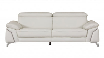 Two Piece Indoor White Italian Leather Five Person Seating Set HomeRoots