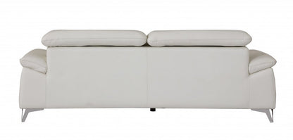 Two Piece Indoor White Italian Leather Five Person Seating Set HomeRoots