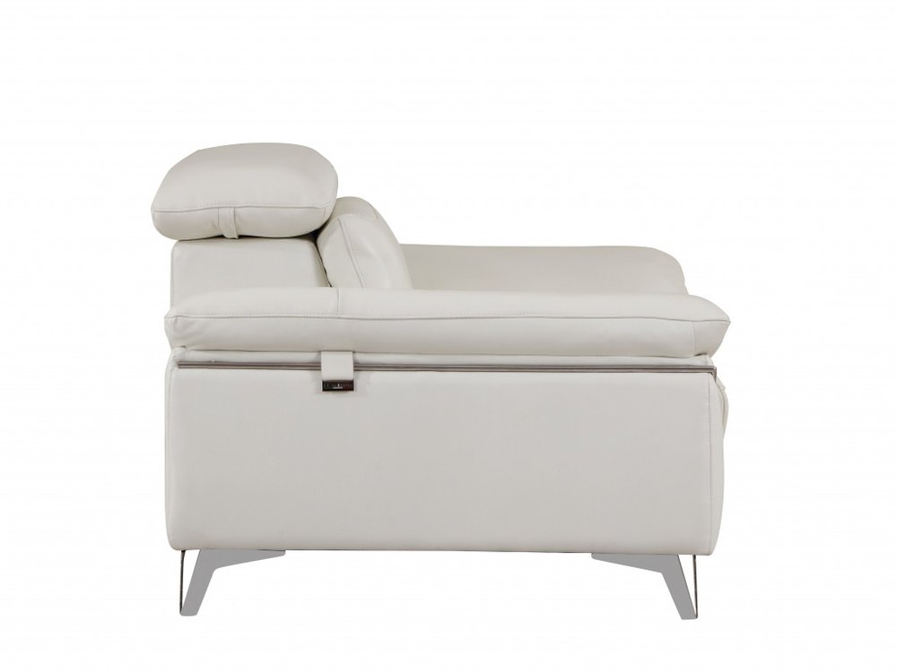 Two Piece Indoor White Italian Leather Five Person Seating Set HomeRoots