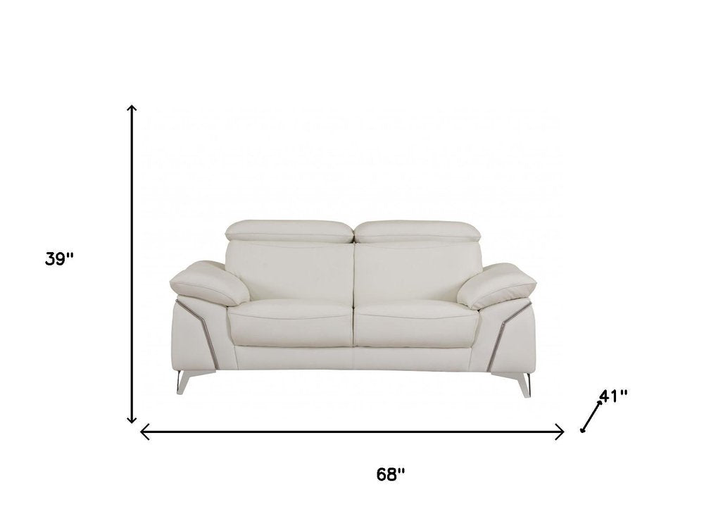 Two Piece Indoor White Italian Leather Five Person Seating Set HomeRoots