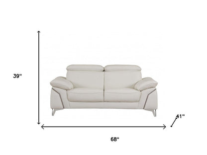 Two Piece Indoor White Italian Leather Five Person Seating Set HomeRoots