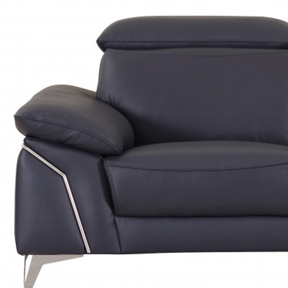Two Piece Indoor Blue Italian Leather Five Person Seating Set HomeRoots