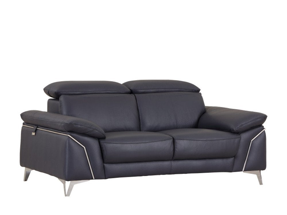 Two Piece Indoor Blue Italian Leather Five Person Seating Set HomeRoots