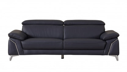 Two Piece Indoor Blue Italian Leather Five Person Seating Set HomeRoots
