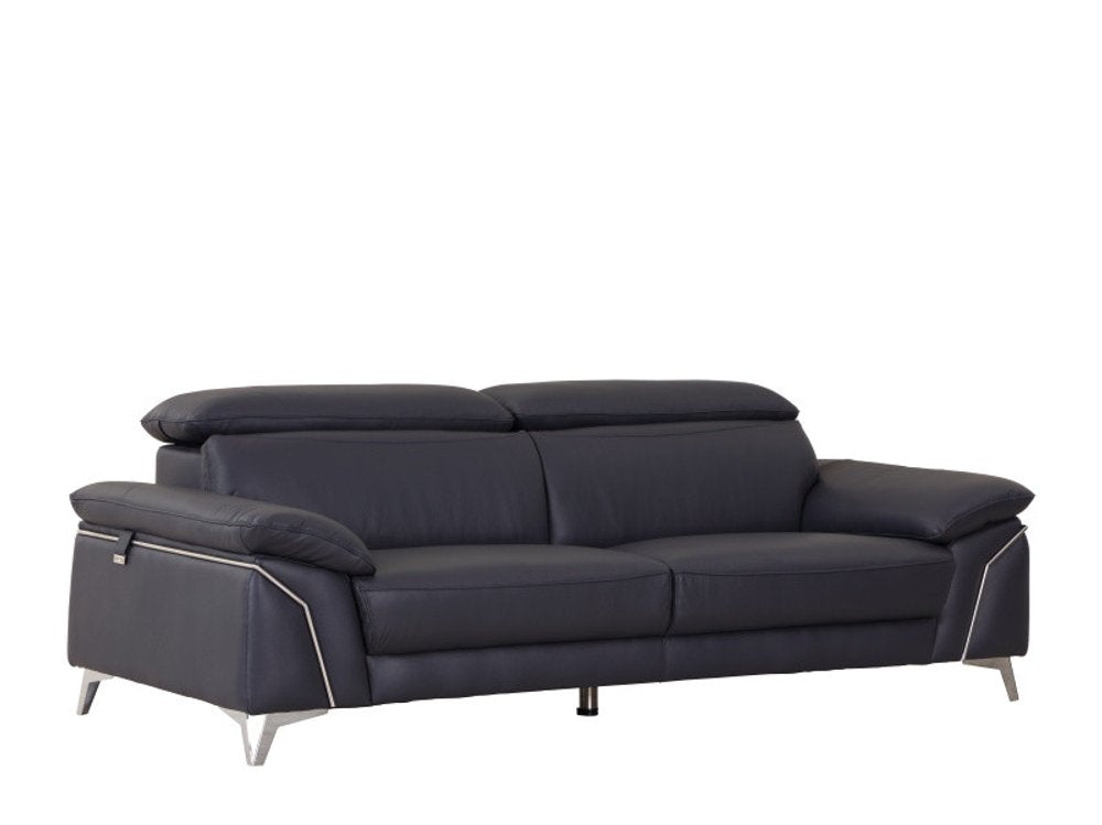 Two Piece Indoor Blue Italian Leather Five Person Seating Set HomeRoots