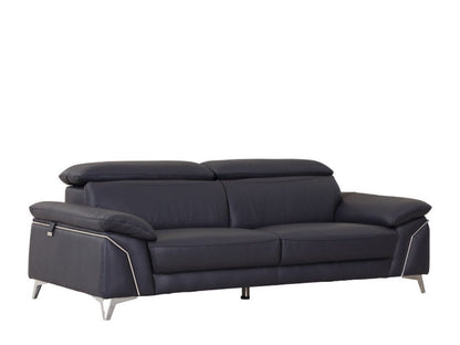 Two Piece Indoor Blue Italian Leather Five Person Seating Set HomeRoots