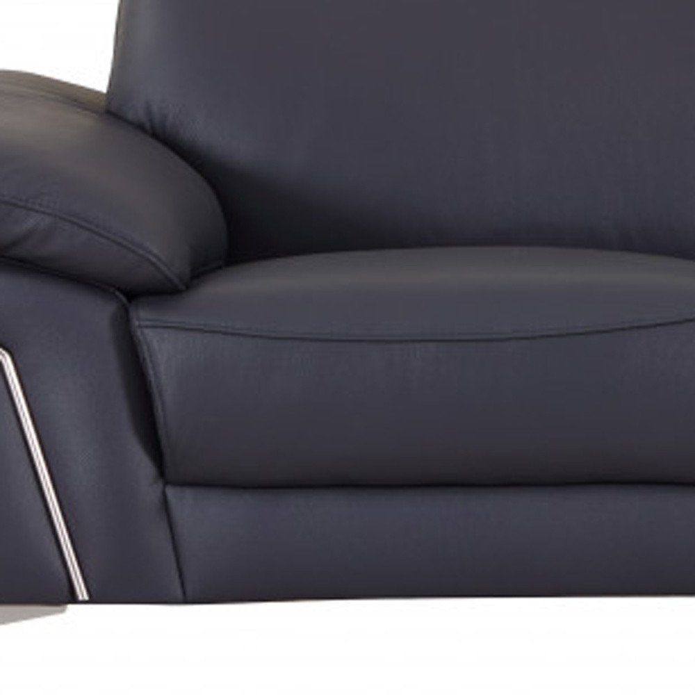 Two Piece Indoor Blue Italian Leather Five Person Seating Set HomeRoots