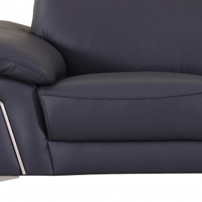 Two Piece Indoor Blue Italian Leather Five Person Seating Set HomeRoots