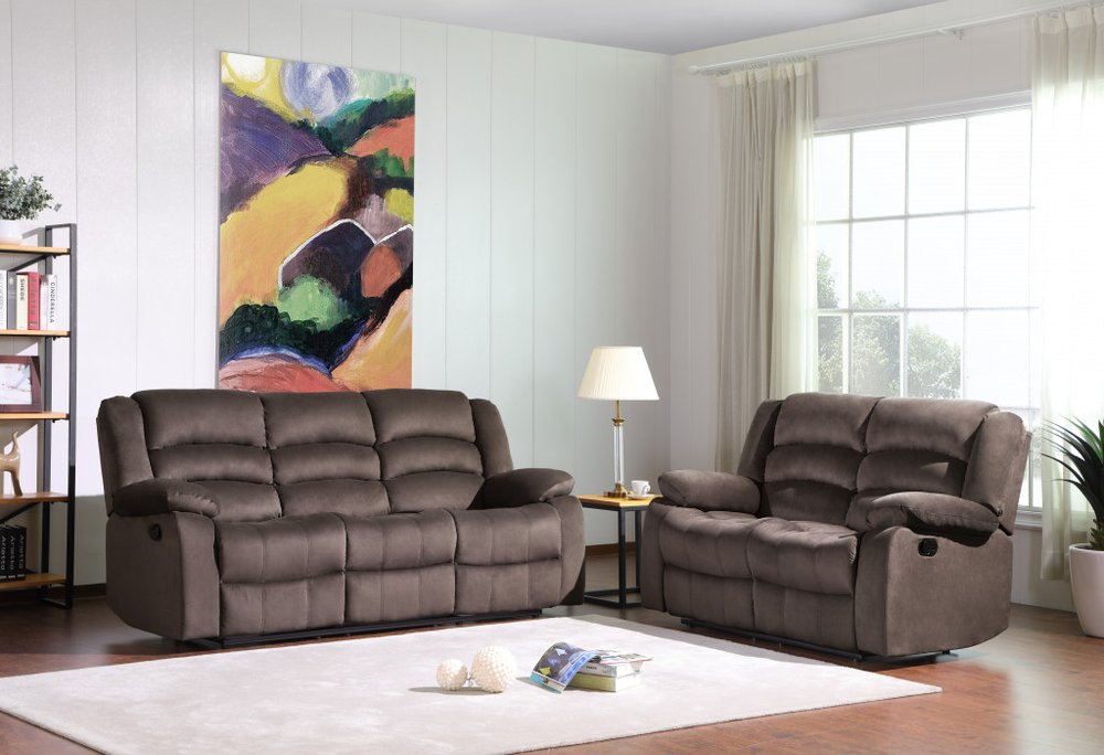 Two Piece Indoor Brown Microsuede Five Person Seating Set HomeRoots