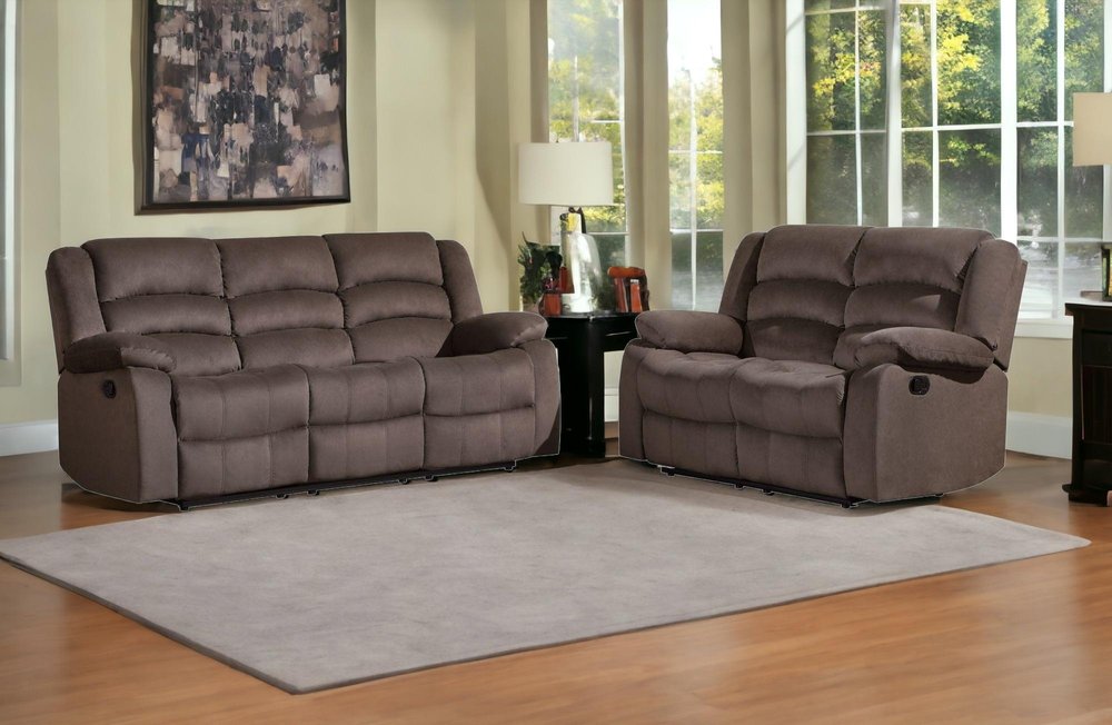 Two Piece Indoor Brown Microsuede Five Person Seating Set HomeRoots