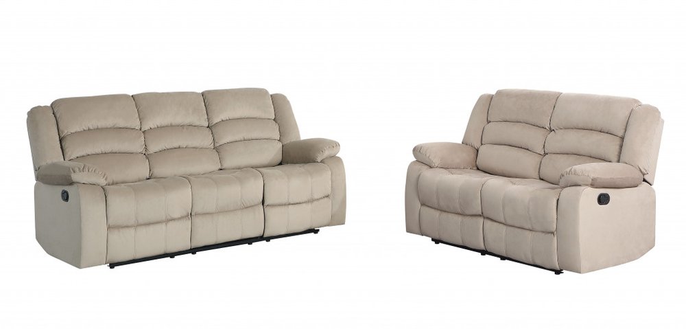 Two Piece Indoor Beige Microsuede Five Person Seating Set HomeRoots
