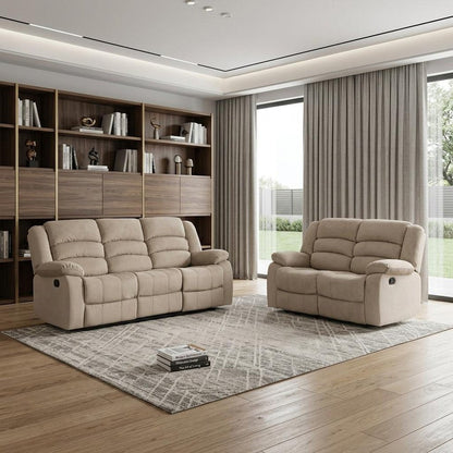 Two Piece Indoor Beige Microsuede Five Person Seating Set HomeRoots