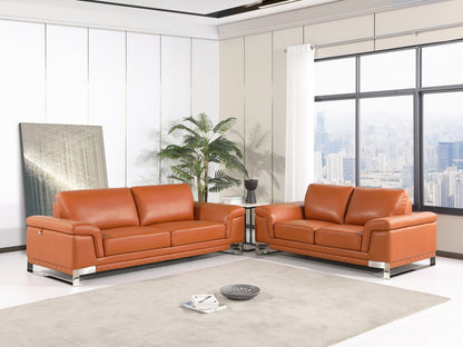 Two Piece Indoor Camel Italian Leather Five Person Seating Set HomeRoots