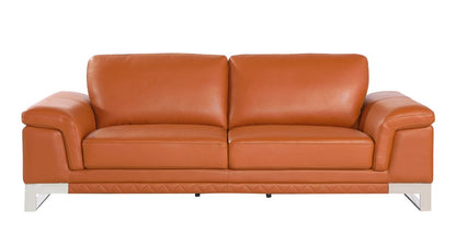 Two Piece Indoor Camel Italian Leather Five Person Seating Set HomeRoots