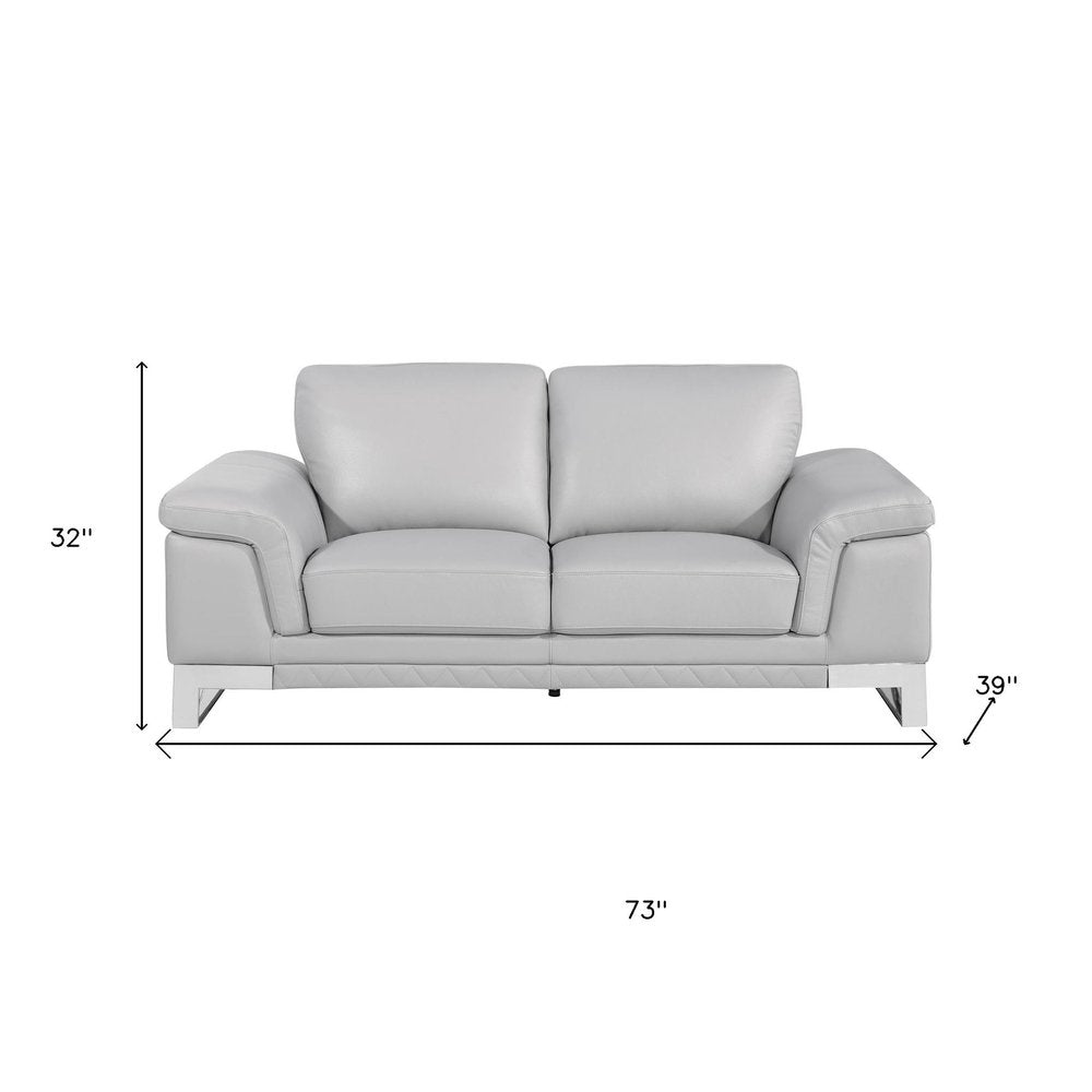 Two Piece Indoor Light Gray Italian Leather Five Person Seating Set HomeRoots