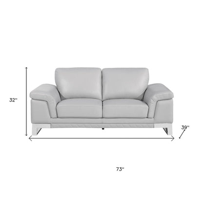 Two Piece Indoor Light Gray Italian Leather Five Person Seating Set HomeRoots
