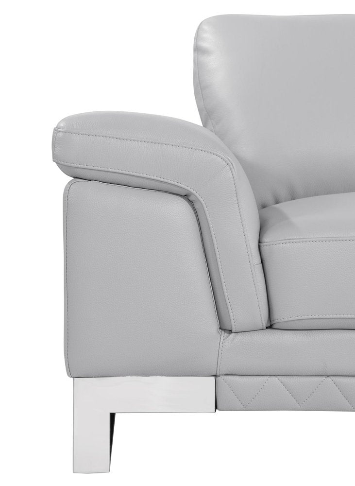 Two Piece Indoor Light Gray Italian Leather Five Person Seating Set HomeRoots
