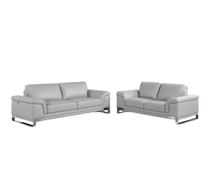 Two Piece Indoor Light Gray Italian Leather Five Person Seating Set HomeRoots