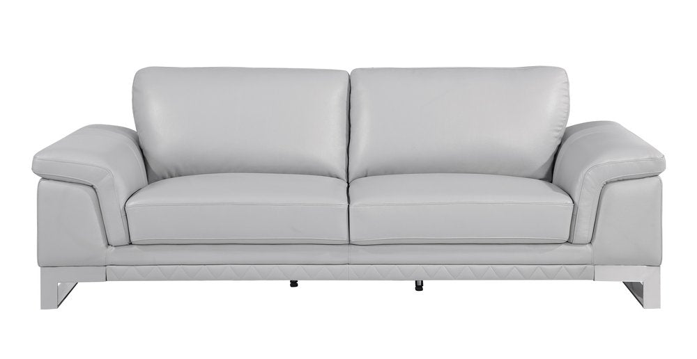 Two Piece Indoor Light Gray Italian Leather Five Person Seating Set HomeRoots